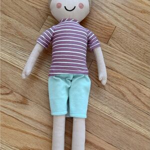 Pillowfort Purple Striped Doll with Blue Shorts